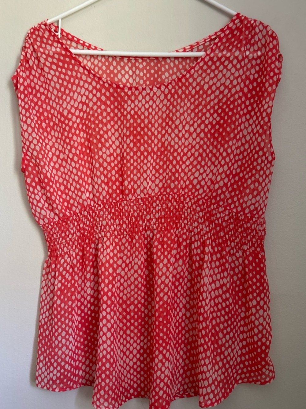 Women’s Red Polka Dot Peplum Blouse